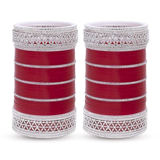 Maroon Bridal Choodas Punjabi Wedding Bangles Set - JAI HO INDIA