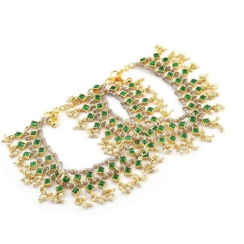 Beautiful Green Bridal Anklets For Wedding