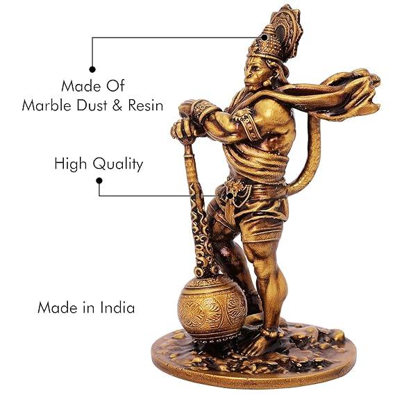 Lord Hanuman Idol For Car Dashboard In Resin 4 inches Bahubali Hanuman Statue - JAI HO INDIA