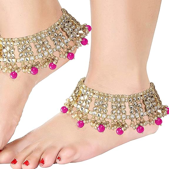 Pink Bridal Anklets Payal For Wedding