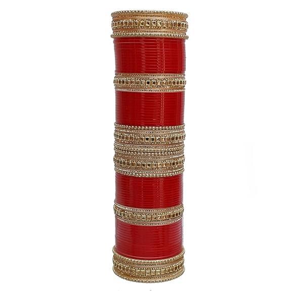 Golden Red Bridal Chooda Wedding Bangles Set Punjabi Wedding Chuda Set For Indian Wedding - JAI HO INDIA