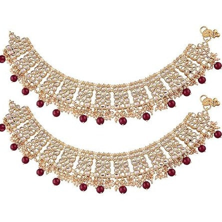 Maroon Bridal Anklets Payal For Wedding