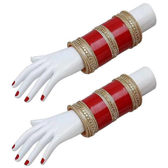 Golden Red Bridal Chooda Wedding Bangles Set Punjabi Wedding Chuda Set For Indian Wedding - JAI HO INDIA