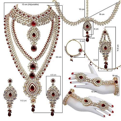 Maroon Full Bridal Jewelry Set For Indian Wedding - JAI HO INDIA