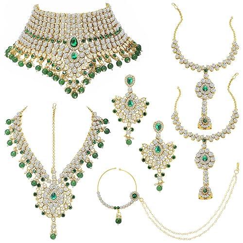 Heavy Green Full Bridal Jewelry Set For Indian Wedding - JAI HO INDIA