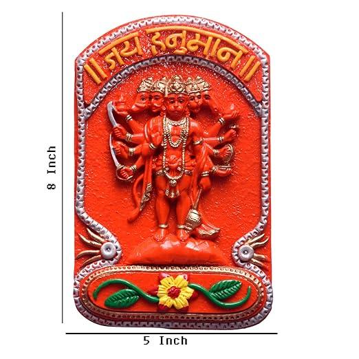 Panchmukhi Hanuman Wall Hanging For Front Door Five Face Hanuman Statue 7.5 inches - JAI HO INDIA