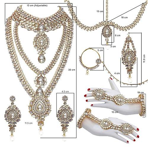 White Full Bridal Jewelry Set For Indian Wedding - JAI HO INDIA
