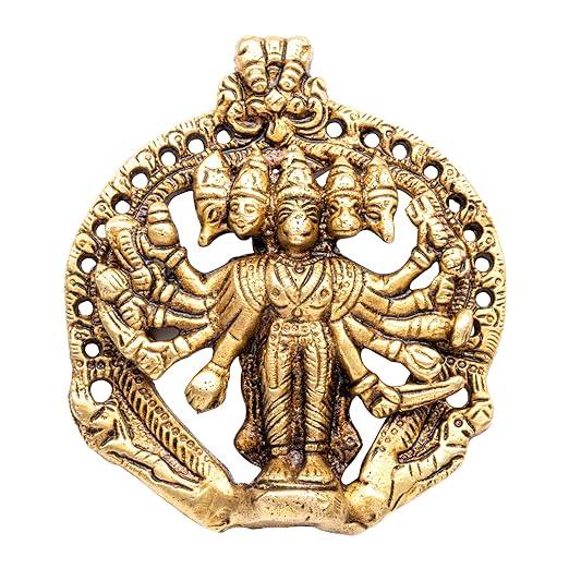 Brass Panchmukhi Hanuman Wall Hanging For Front Door Five Face Hanuman Statue 4 inches - JAI HO INDIA