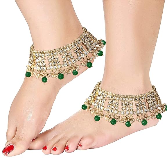 Green Bridal Anklets Payal For Wedding