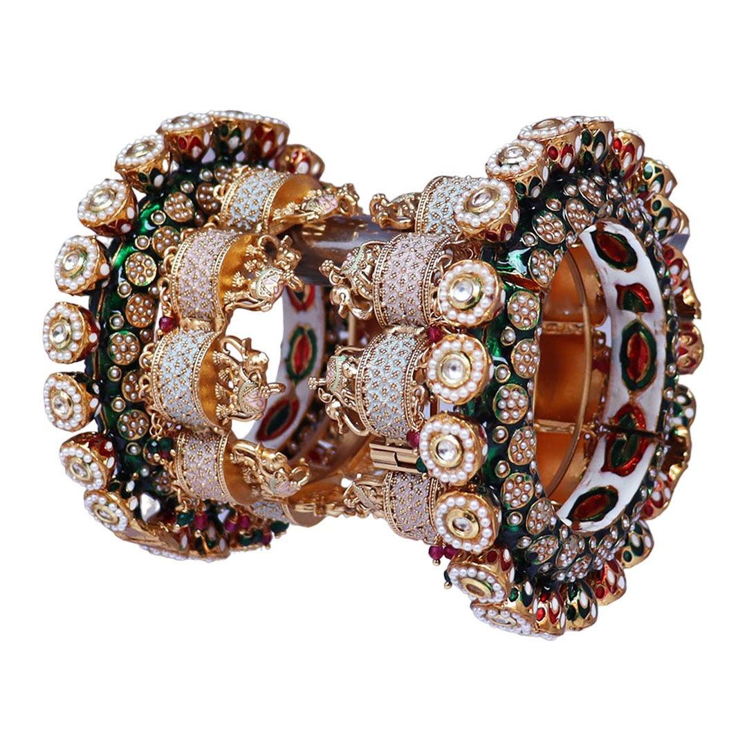 Royal Bridal Kadas For Chooda Wedding Bangles Set Punjabi Wedding Chuda Set For Indian Wedding - JAI HO INDIA