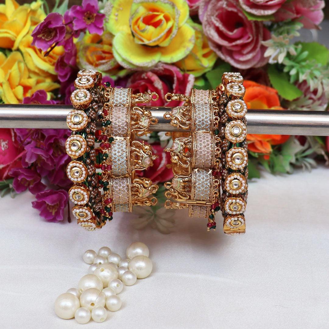 Royal Bridal Kadas For Chooda Wedding Bangles Set Punjabi Wedding Chuda Set For Indian Wedding - JAI HO INDIA