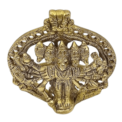Brass Panchmukhi Hanuman Wall Hanging For Front Door Five Face Hanuman Statue 4 inches - JAI HO INDIA