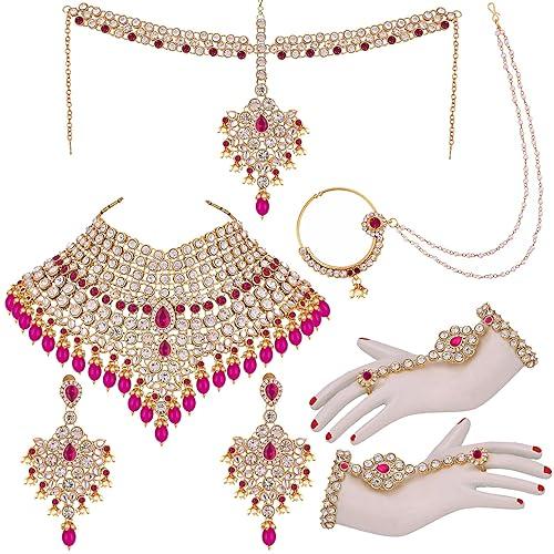 Magenta Full Bridal Jewelry Set For Indian Wedding - JAI HO INDIA