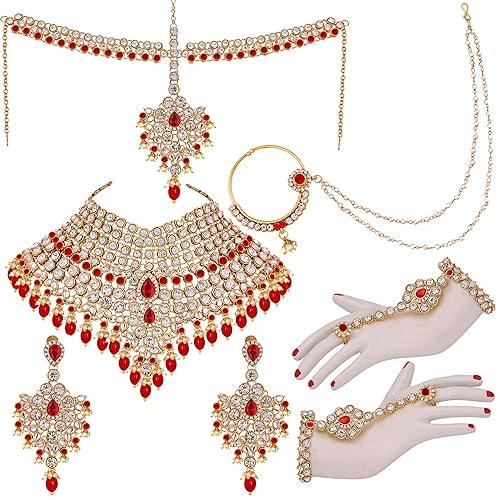 Red Full Bridal Jewelry Set For Indian Wedding - JAI HO INDIA