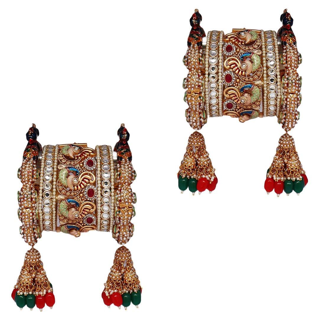 Peacock Bangle Set With Charms - JAI HO INDIA