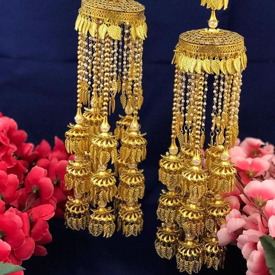Long Golden Bridal Kaleeras Wedding Bangle Charms Bridal Punjabi Kalira For Indian Wedding - JAI HO INDIA