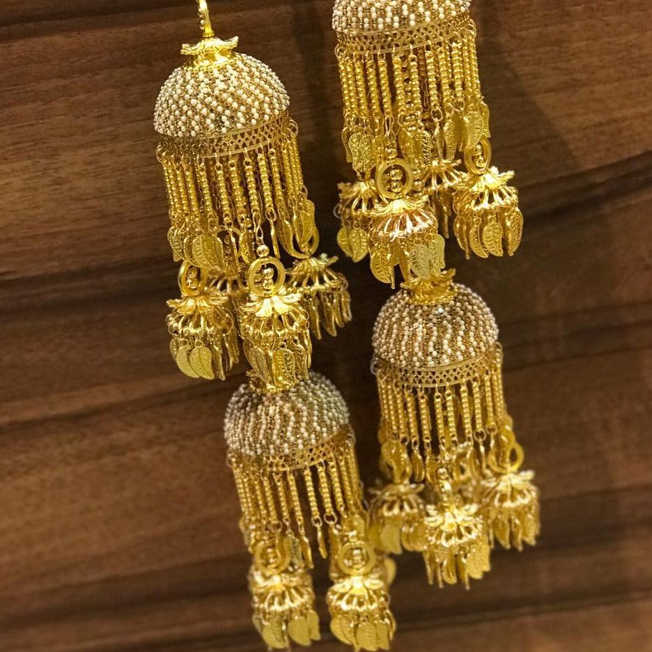 Long Golden Bridal Kaleeras Wedding Bangle Charms Bridal Punjabi Kalira For Indian Wedding - JAI HO INDIA