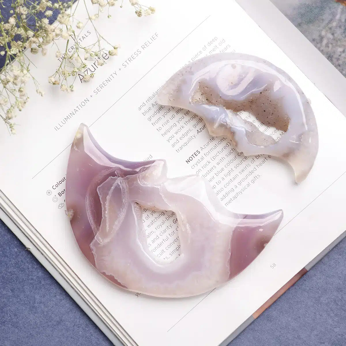 Agate Half Moon Face With Stand