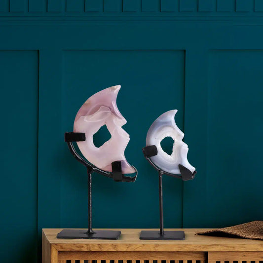 Agate Half Moon Face With Stand