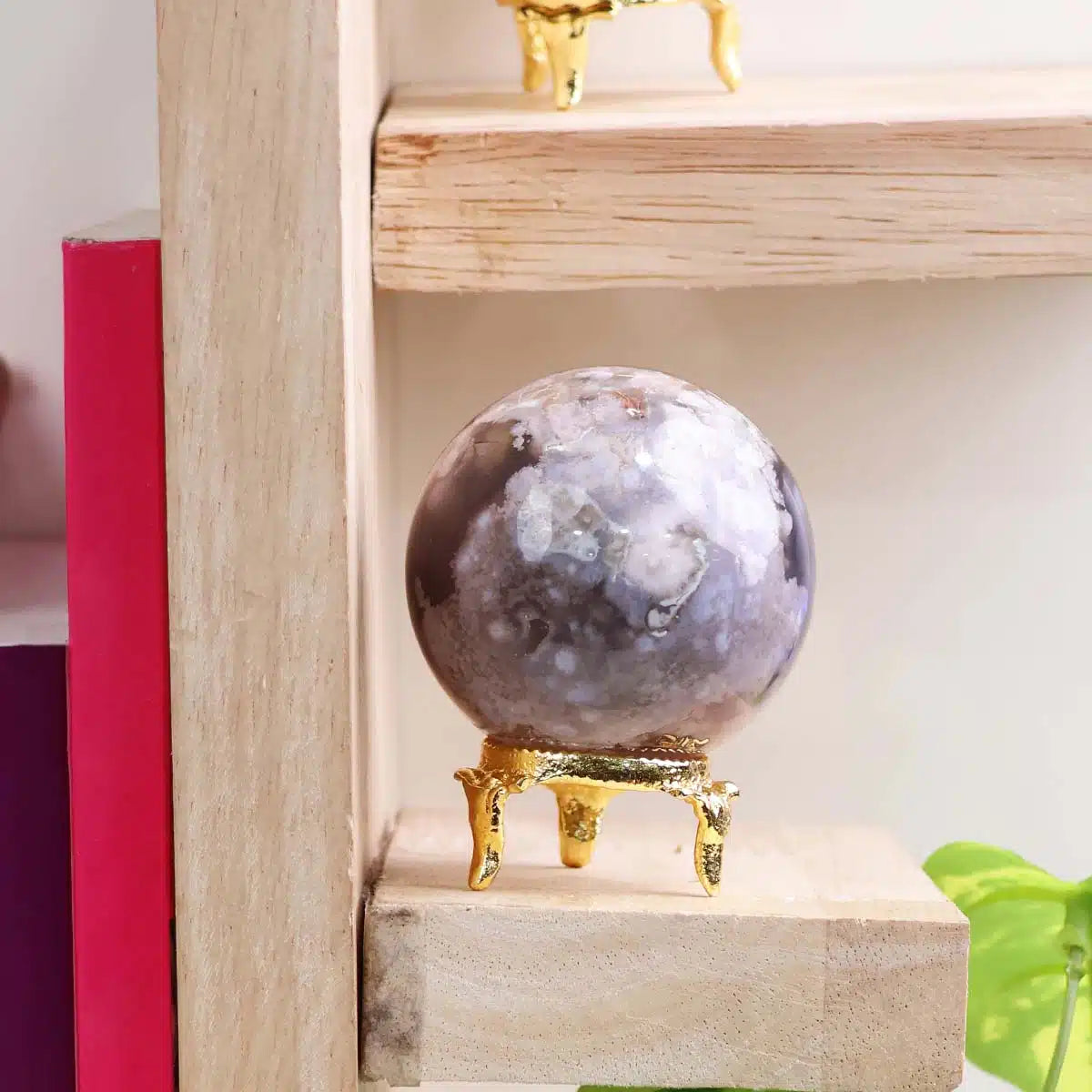 Black Flower Agate Sphere Ball