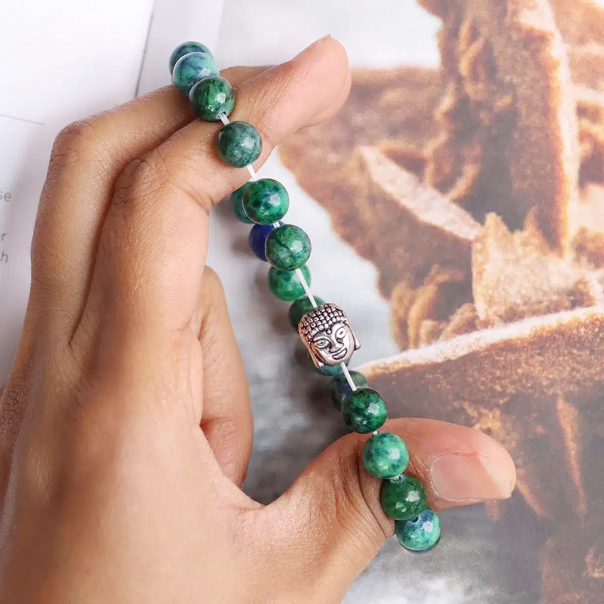 Chrysocolla Buddha Bracelet