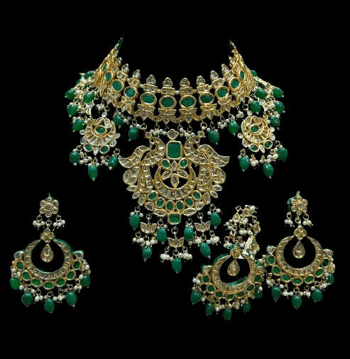 Traditional Green Bridal Kundan Jewelry Set - JAI HO INDIA