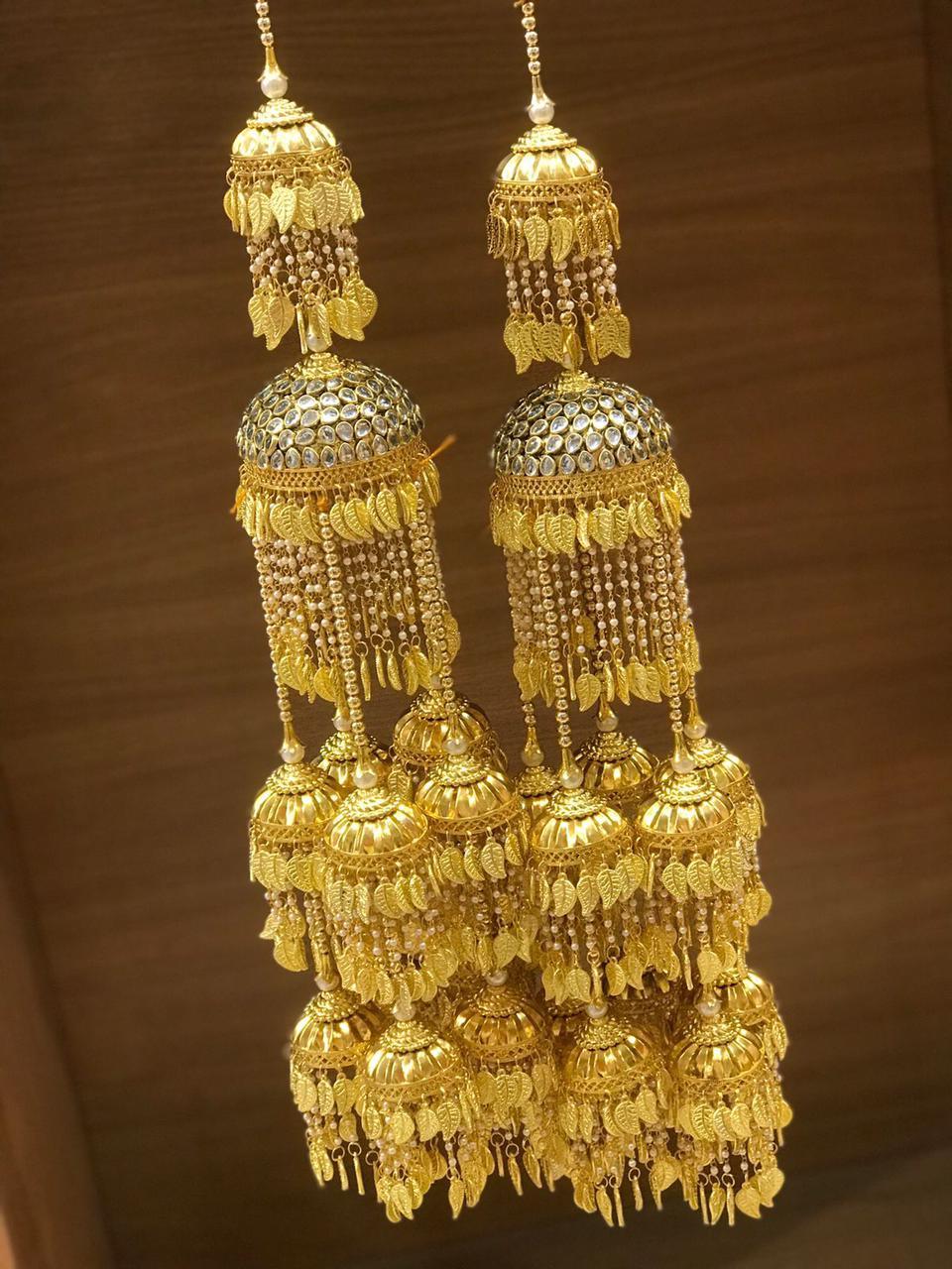 Long Golden Bridal Kaleeras Wedding Bangle Charms Bridal Punjabi Kalira For Indian Wedding - JAI HO INDIA