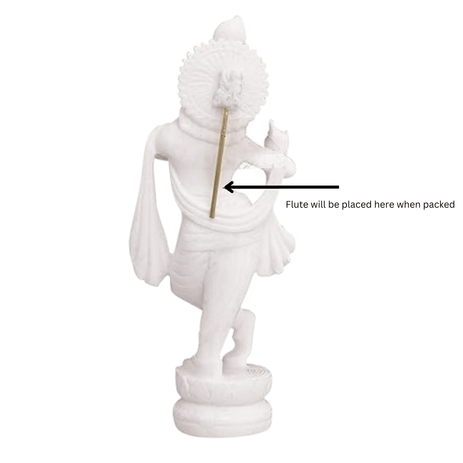 Lord Krishna Playing Flute Idol 5.5 inches Krishna Statue In White - JAI HO INDIA
