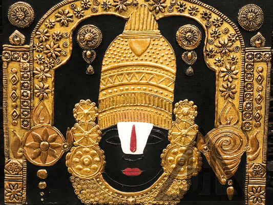 Venketeshwara Tirupati Balaji Cone Art 3D Painting 16" x20" 1.2Kgs by Apoorva Wadhawan - JAI HO INDIA