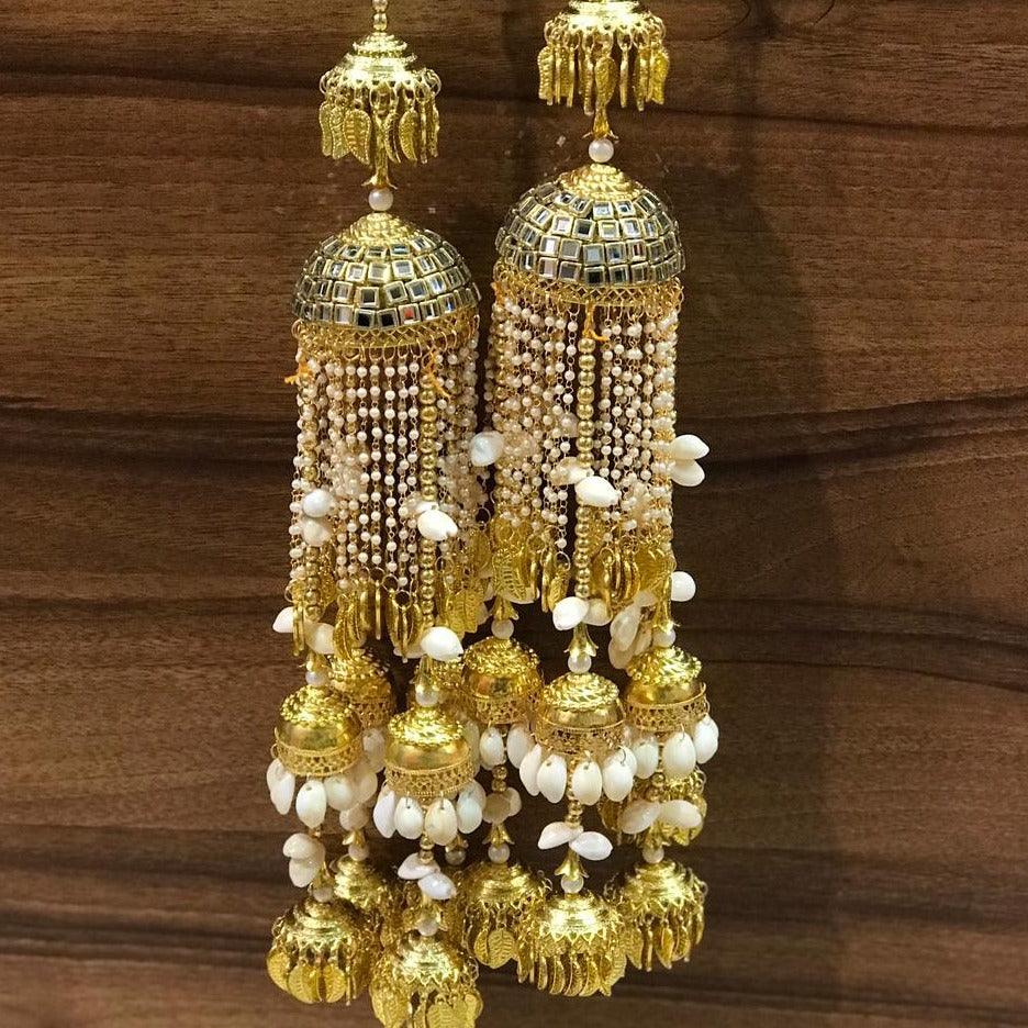 Long Golden Shell Bridal Kaleeras Wedding Bangle Charms Bridal Punjabi Kalira For Indian Wedding - JAI HO INDIA