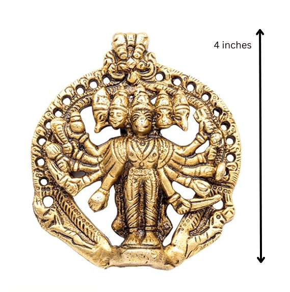 Brass Panchmukhi Hanuman Wall Hanging For Front Door Five Face Hanuman Statue 4 inches - JAI HO INDIA