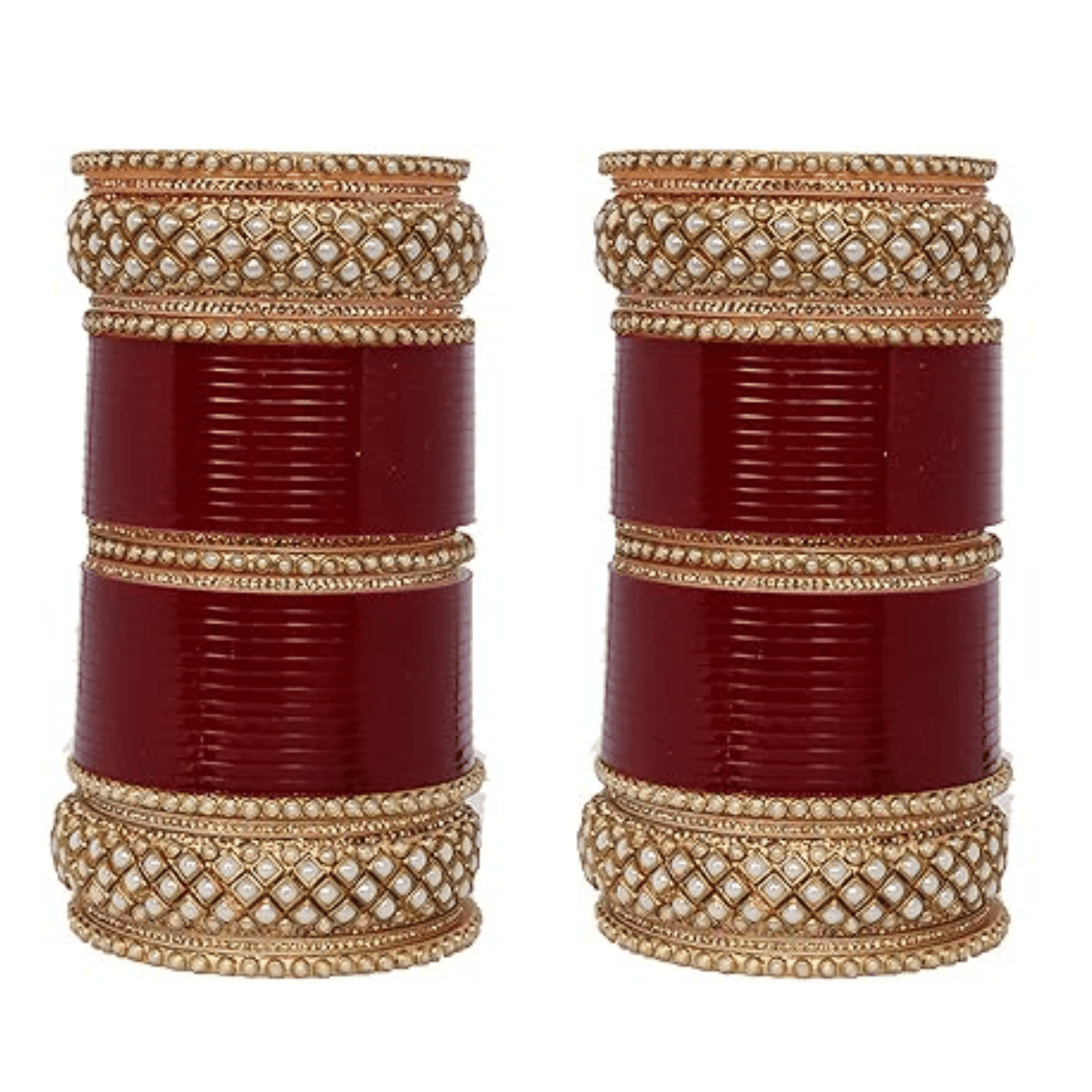 Maroon Bridal Chooda Wedding Bangles With Kadas - JAI HO INDIA