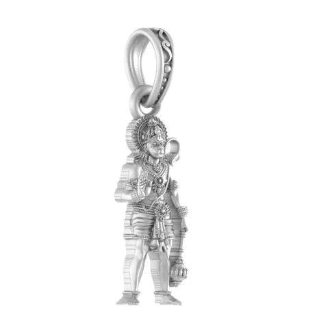 Lord Hanuman Standing Blessing Sterling Silver Pendant - JAI HO INDIA