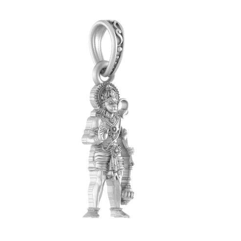 Lord Hanuman Standing Blessing Sterling Silver Pendant - JAI HO INDIA