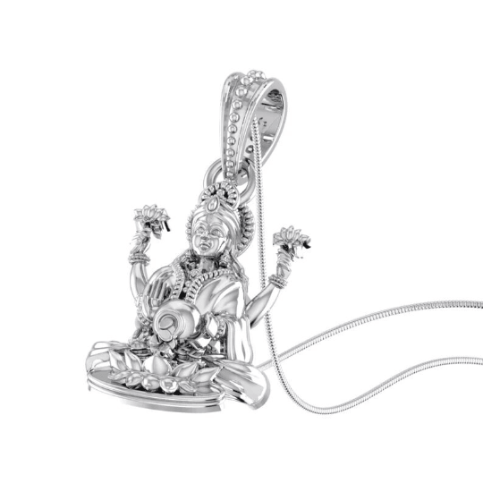 Goddess Laxmi Maa With Coins Sterling Silver Pendant - JAI HO INDIA