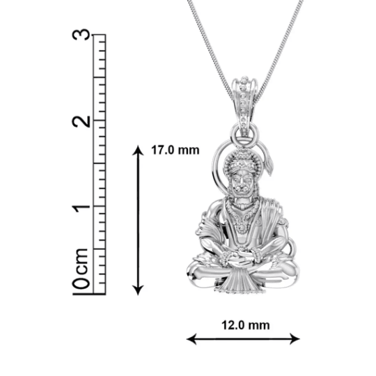 Lord Hanuman Sitting Meditating Sterling Silver Pendant - JAI HO INDIA