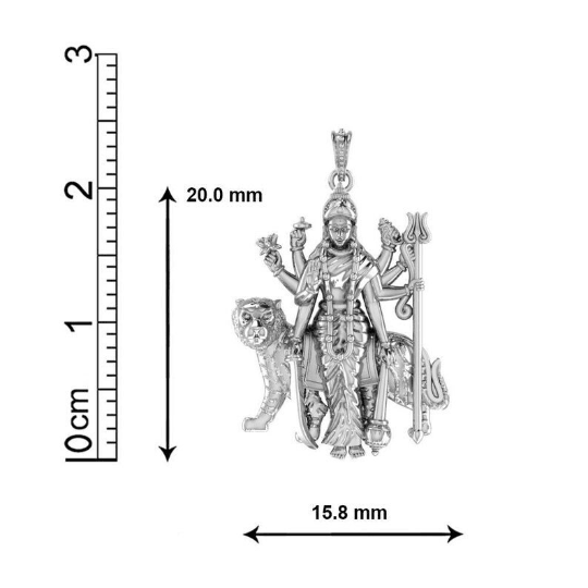 Goddess Durga On Lion Sterling Silver Pendant - JAI HO INDIA