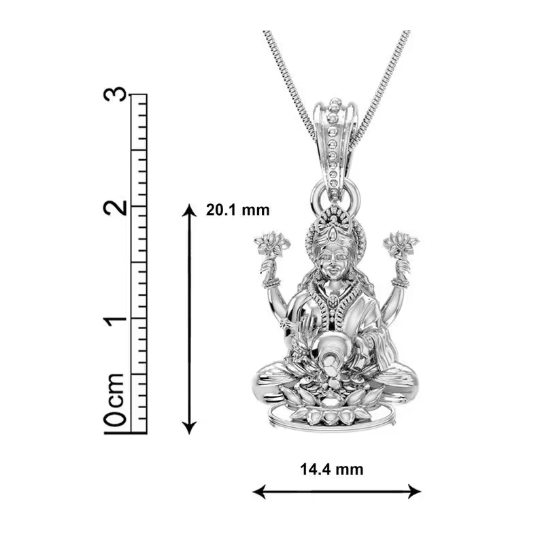 Goddess Laxmi Maa With Coins Sterling Silver Pendant - JAI HO INDIA