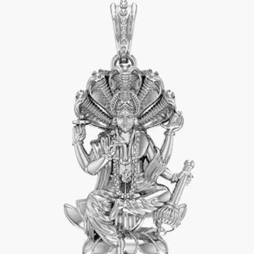 Lord Vishnu Sterling Silver Pendant - JAI HO INDIA