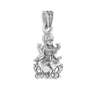 Goddess Laxmi Maa Sterling Silver Pendant - JAI HO INDIA