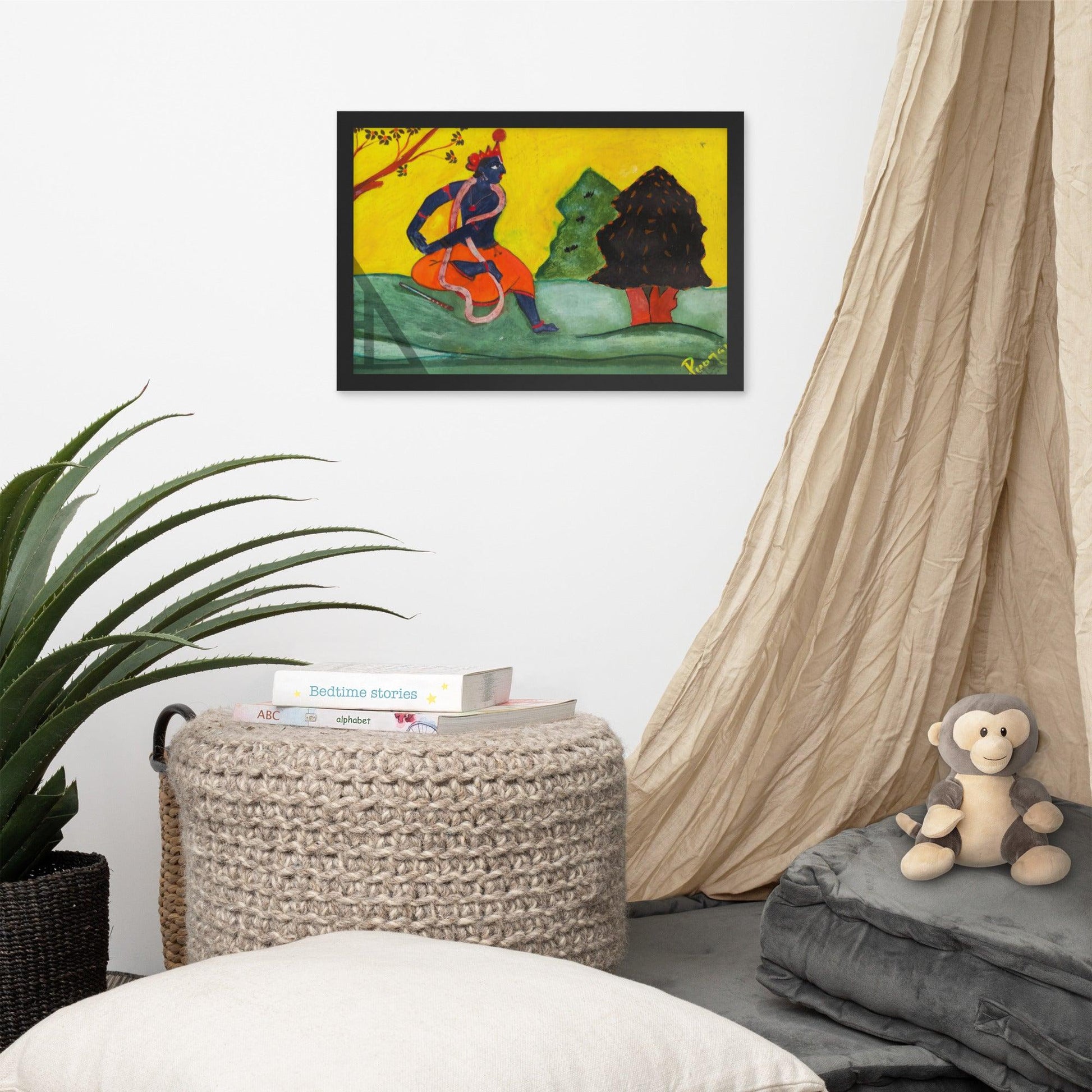 Dacing Lord Krishna Indian Painting Print 12"x18" - JAI HO INDIA