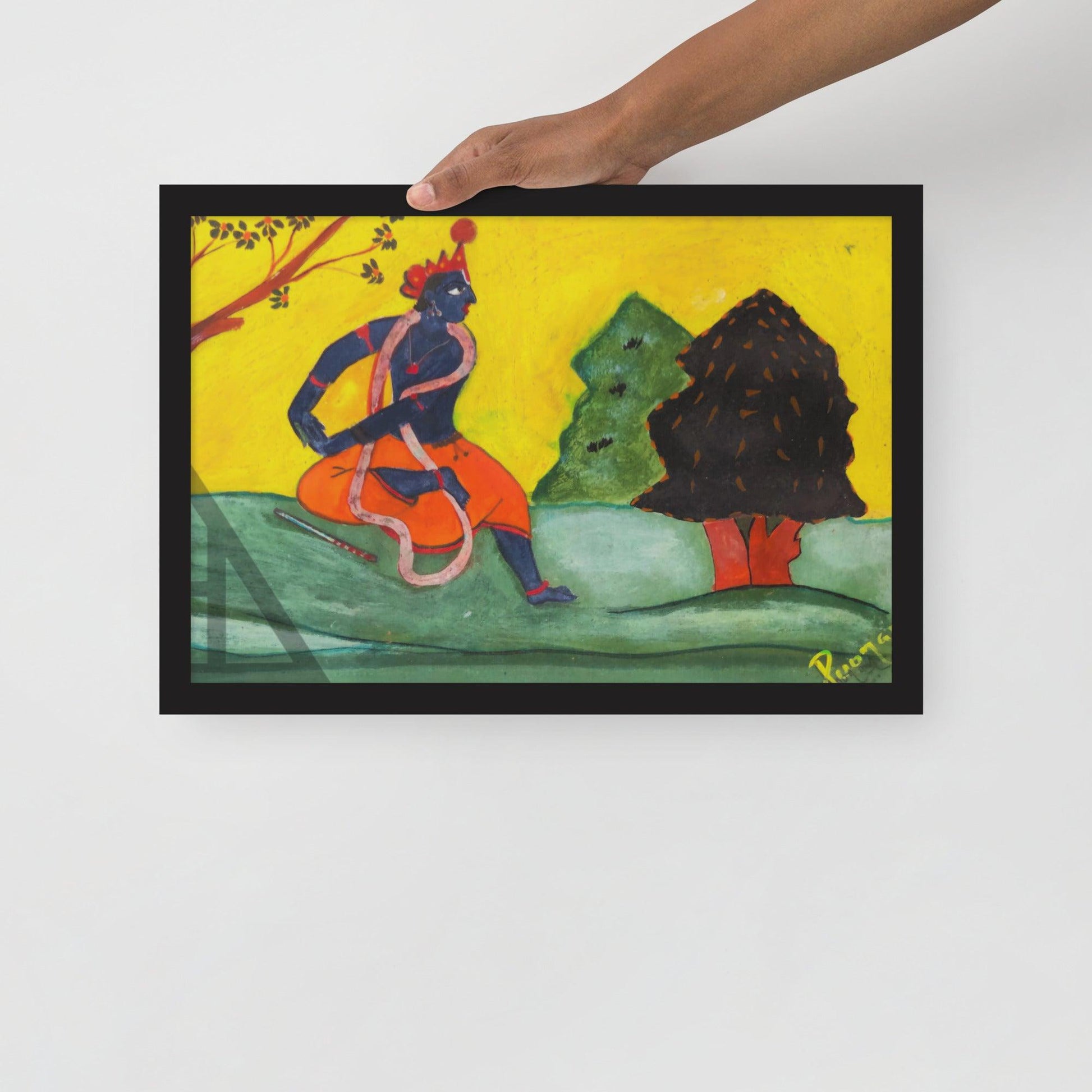 Dacing Lord Krishna Indian Painting Print 12"x18" - JAI HO INDIA