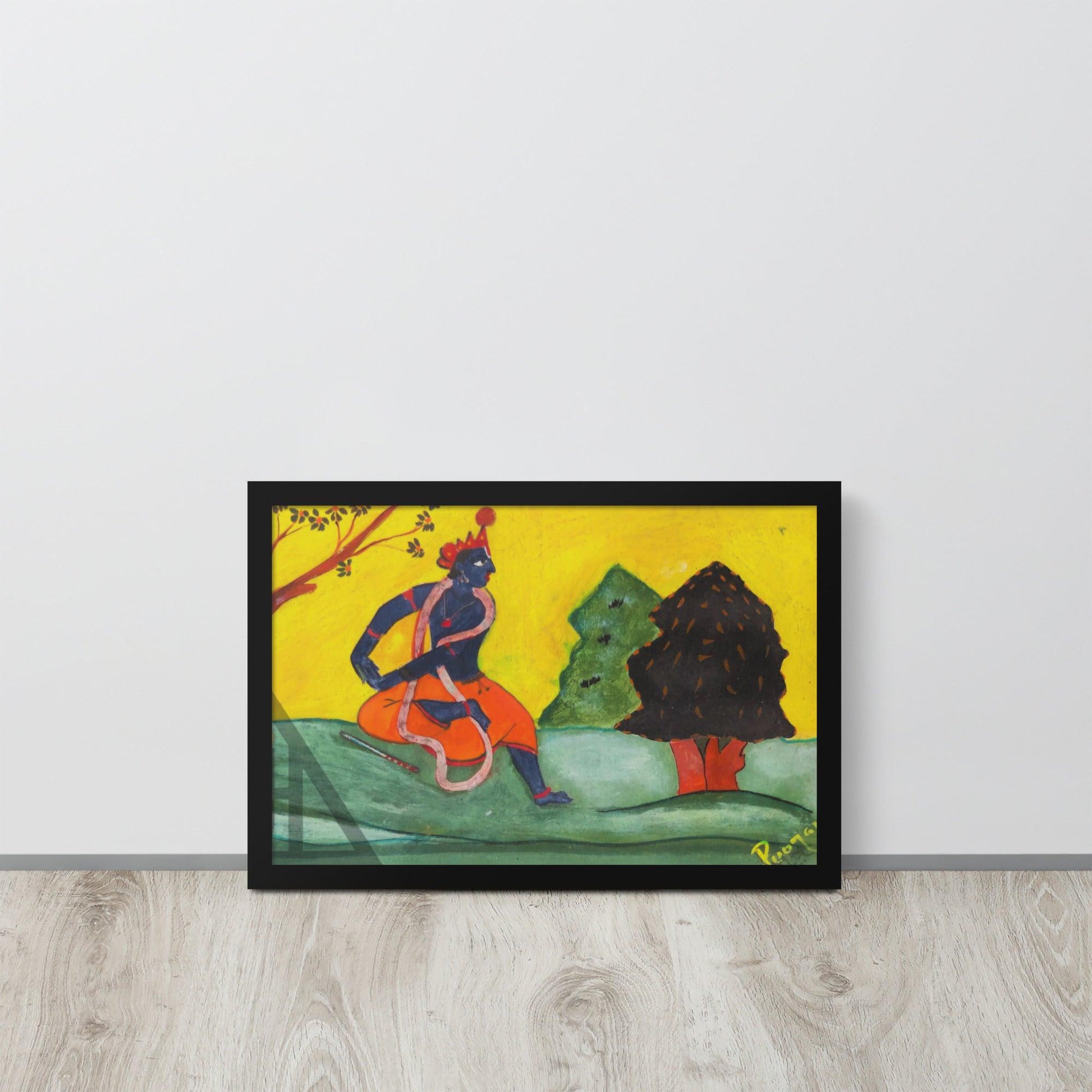 Dacing Lord Krishna Indian Painting Print 12"x18" - JAI HO INDIA