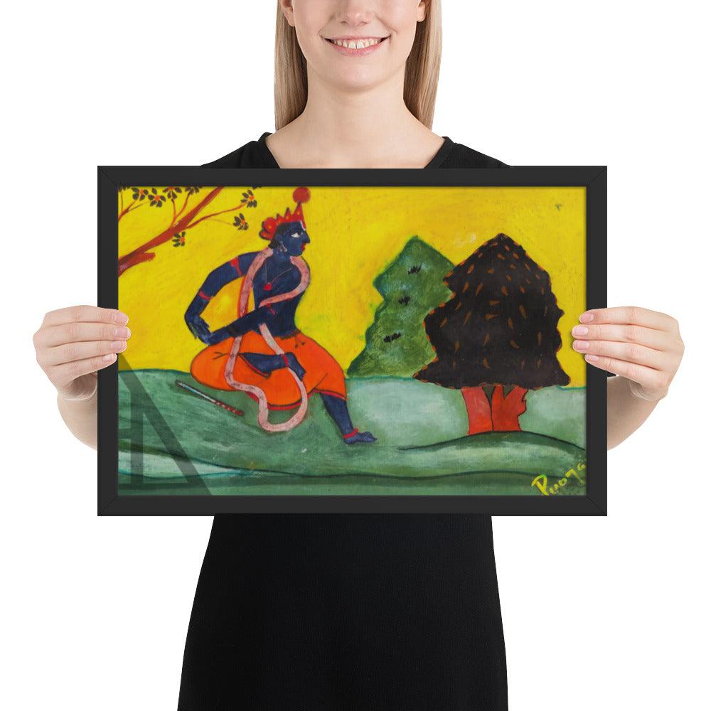 Dacing Lord Krishna Indian Painting Print 12"x18" - JAI HO INDIA
