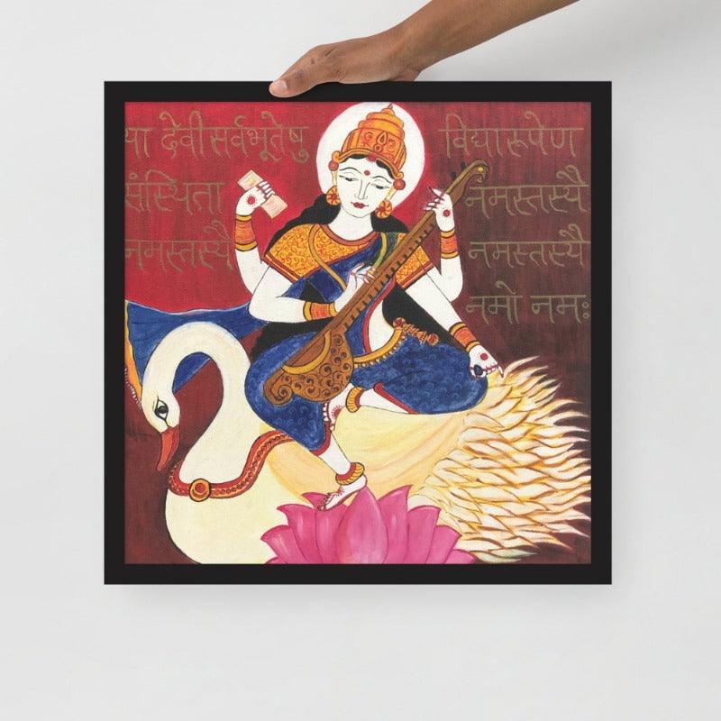 Goddess Saraswati Maa Painting Print - JAI HO INDIA