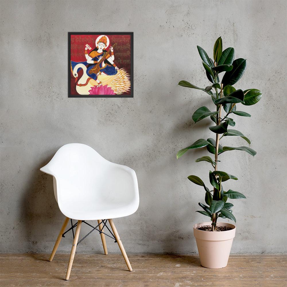 Goddess Saraswati Maa Painting Print - JAI HO INDIA