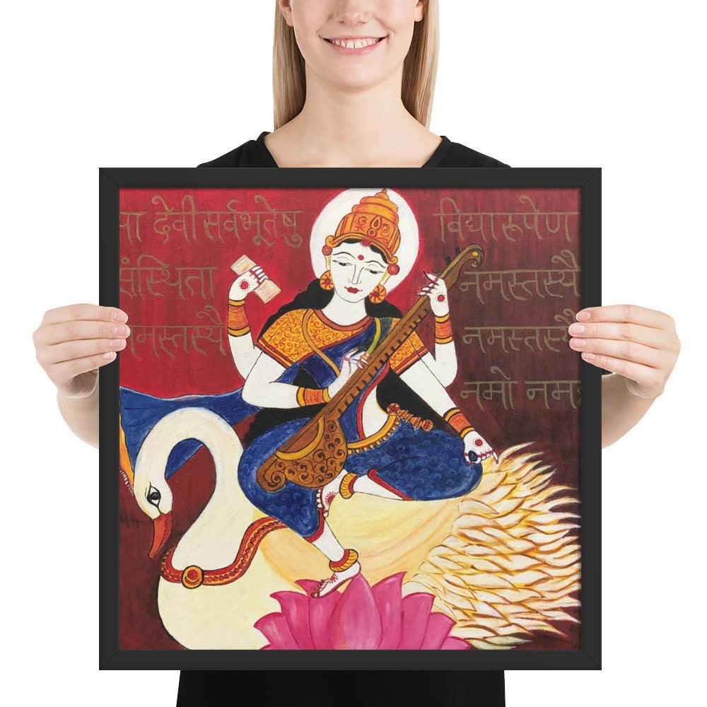 Goddess Saraswati Maa Painting Print - JAI HO INDIA
