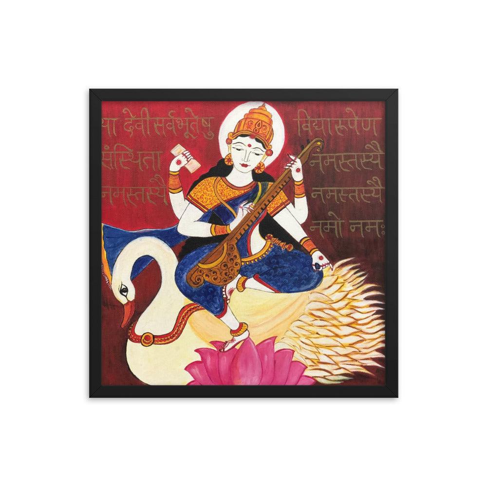 Goddess Saraswati Maa Painting Print - JAI HO INDIA
