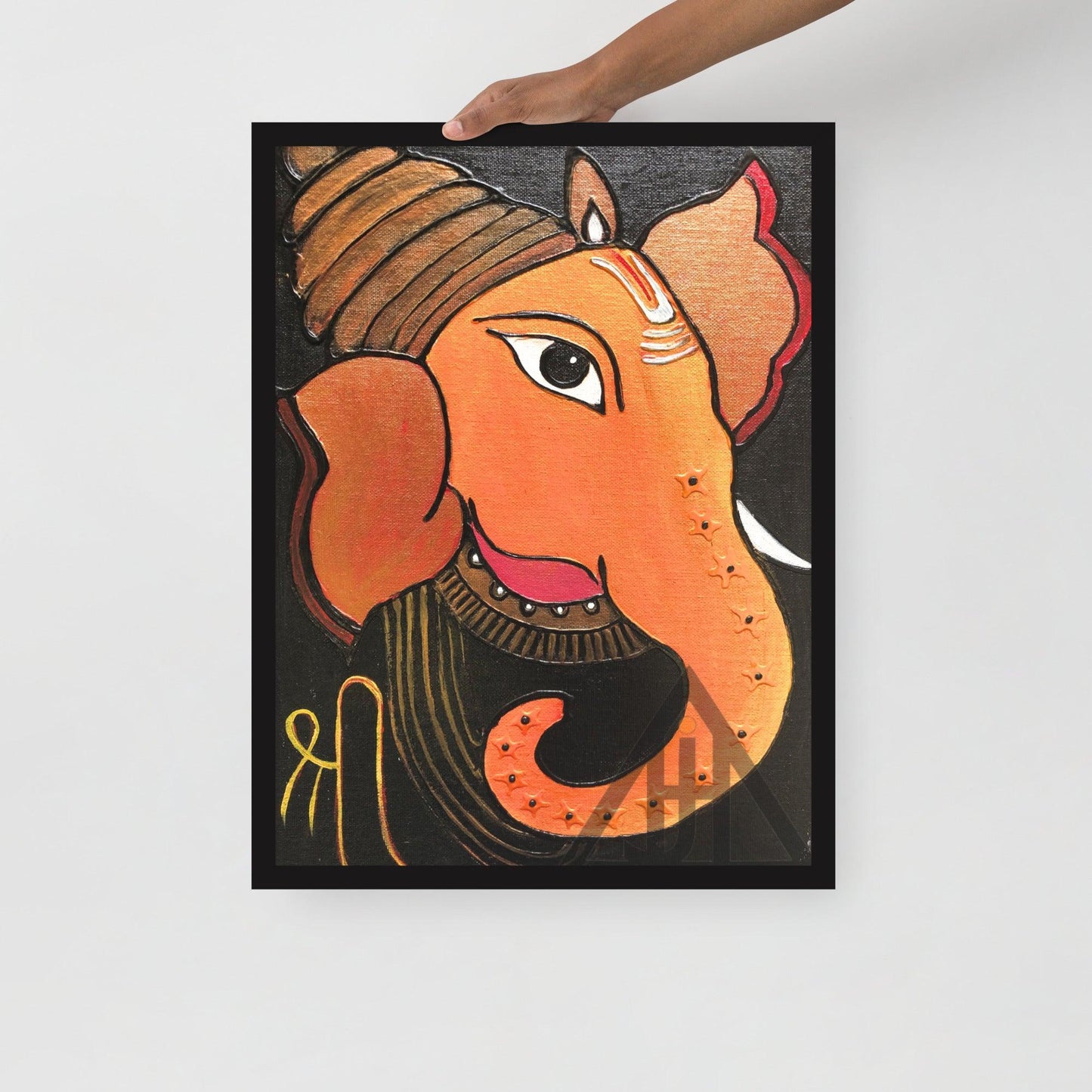 Orange Lord Ganesha Painting Print - JAI HO INDIA