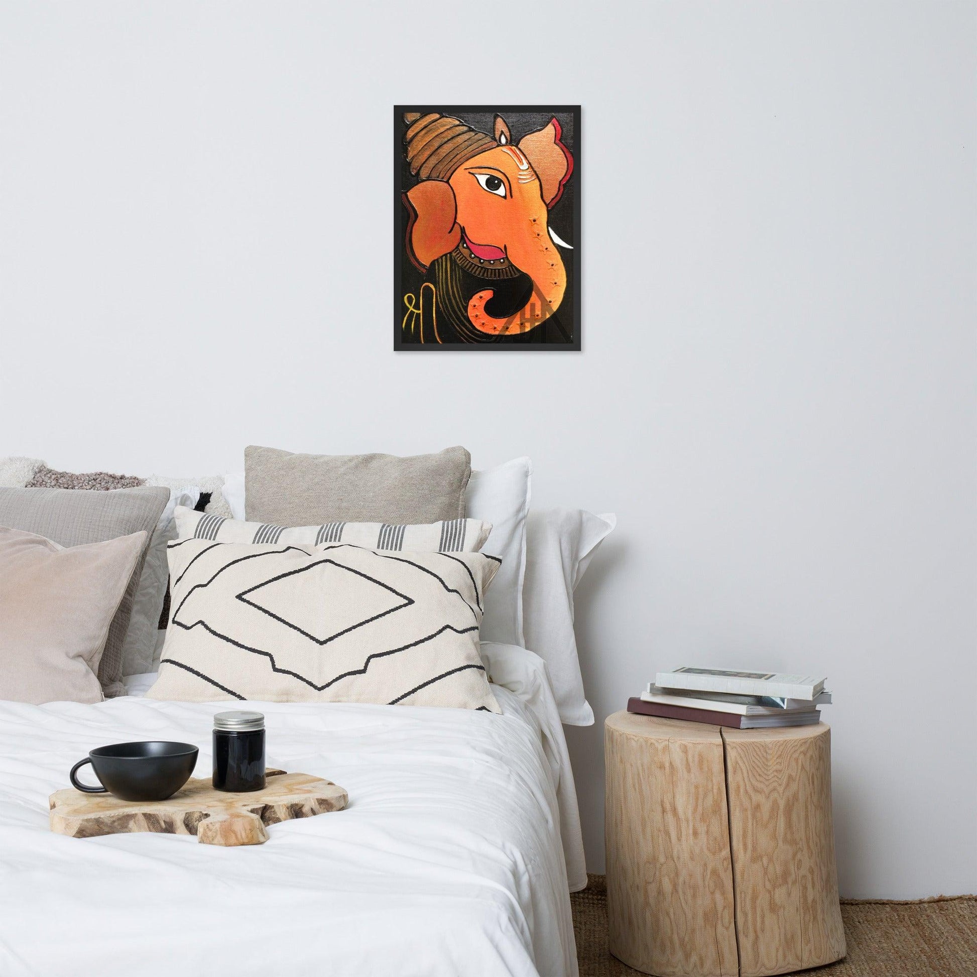 Orange Lord Ganesha Painting Print - JAI HO INDIA